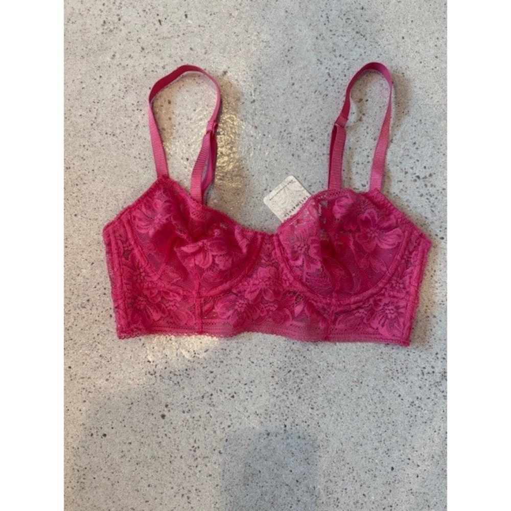 Free People Intimately FP Hot Pink‎ Floral Lace Bralette 32D